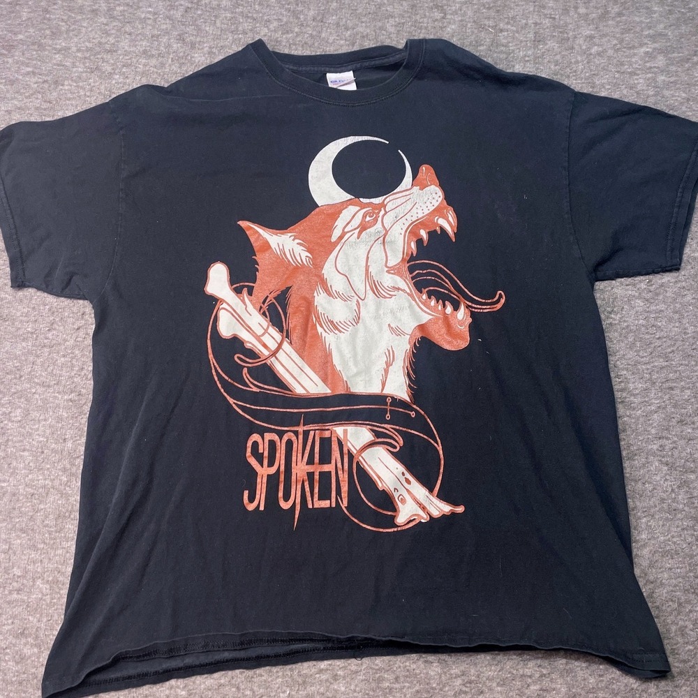 Horror Occult Gildan Shirt XL Graphic Tee Black Wolf Moon Short Sleeve Spooky